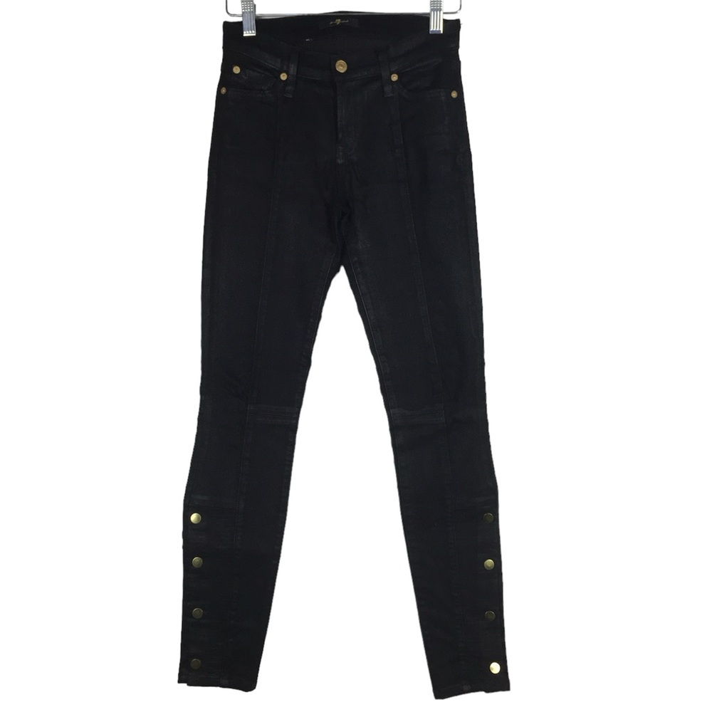7 for all Mankind 7FAM Wax Coated Moto Jeans Button Up Ankle Size 25